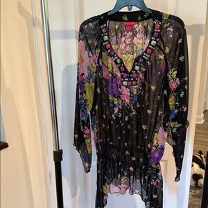 Sunny Leigh Black Floral Sheer Blouse